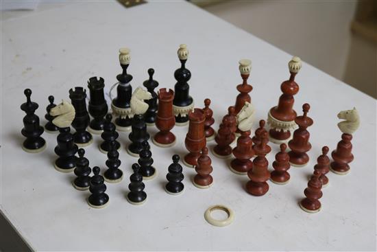 A French ivory hardwood chess set